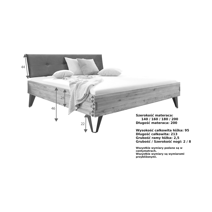 Łóżko dębowe Kana 180x200