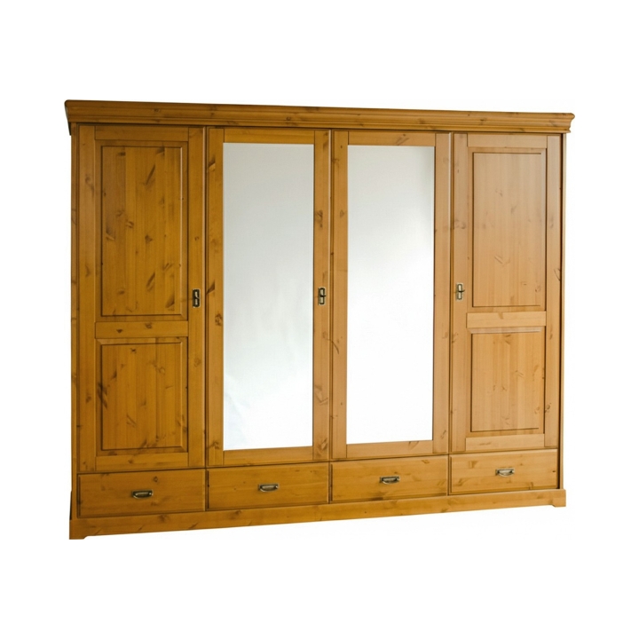 Szafa sosnowa Sycylia 4-drzwiowa z lustrem