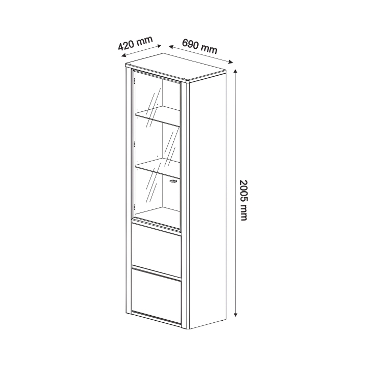 Witryna dębowa pojedyncza Orlando olej bursztyn