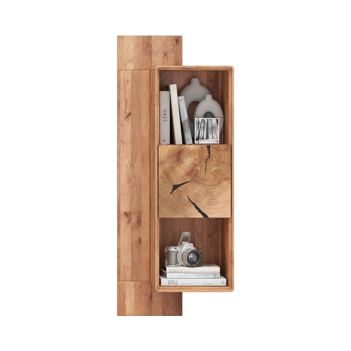 Półka wisząca Essenza 2 półki 1 drzwi lity dziki dąb