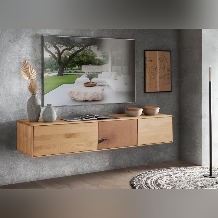 Wisząca szafka RTV Essenza I lity dziki dąb