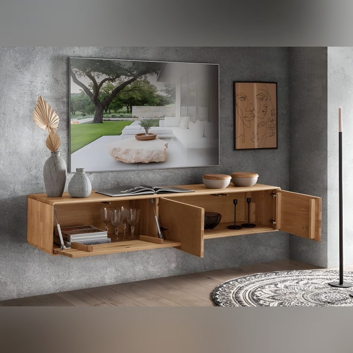 Wisząca szafka RTV Essenza I lity dziki dąb