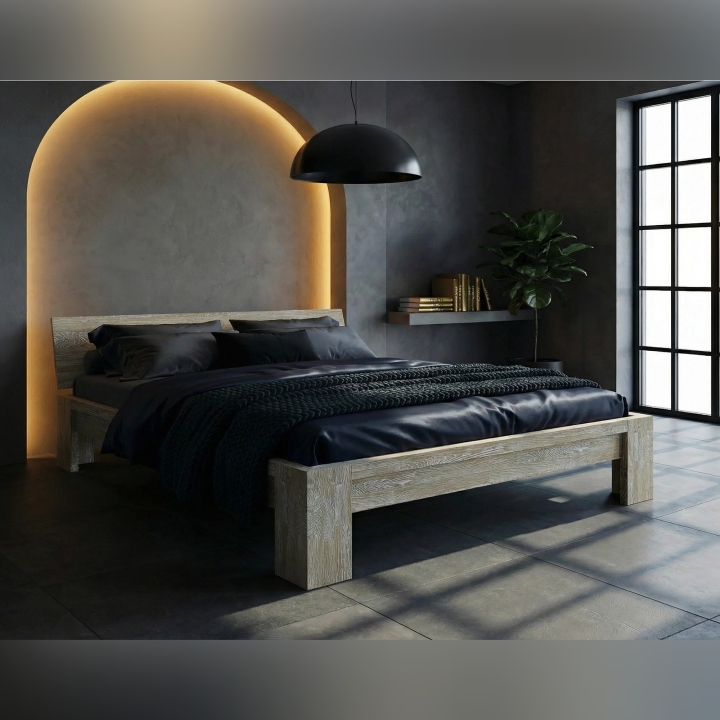 Łóżko dębowe Montana 90x200 sonoma