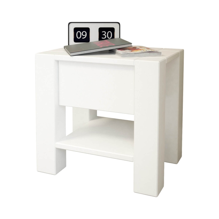 Biała szafka nocna bukowa Aruba