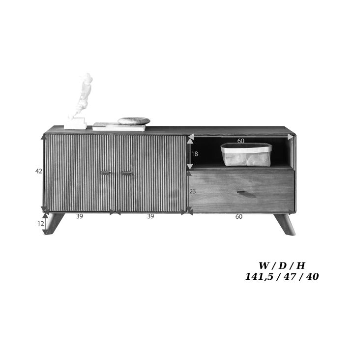 Szafka RTV bukowa I Doryda buk tabak