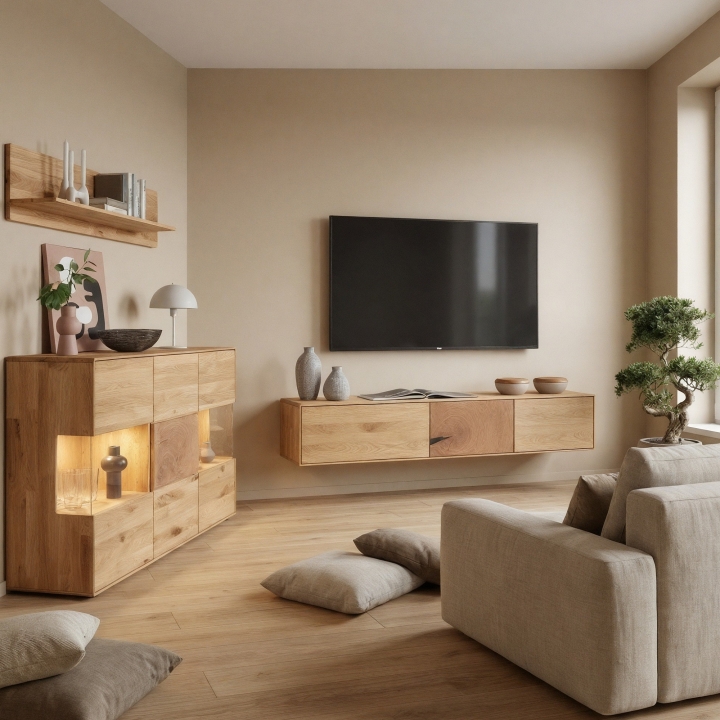 Wisząca szafka RTV Essenza I lity dziki dąb