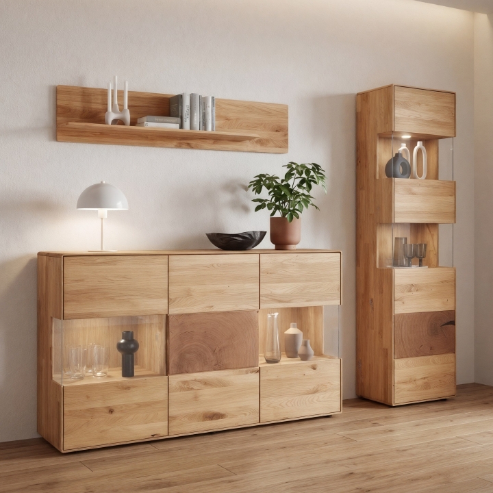 Półka wisząca  Essenza lity dziki dąb 125 cm