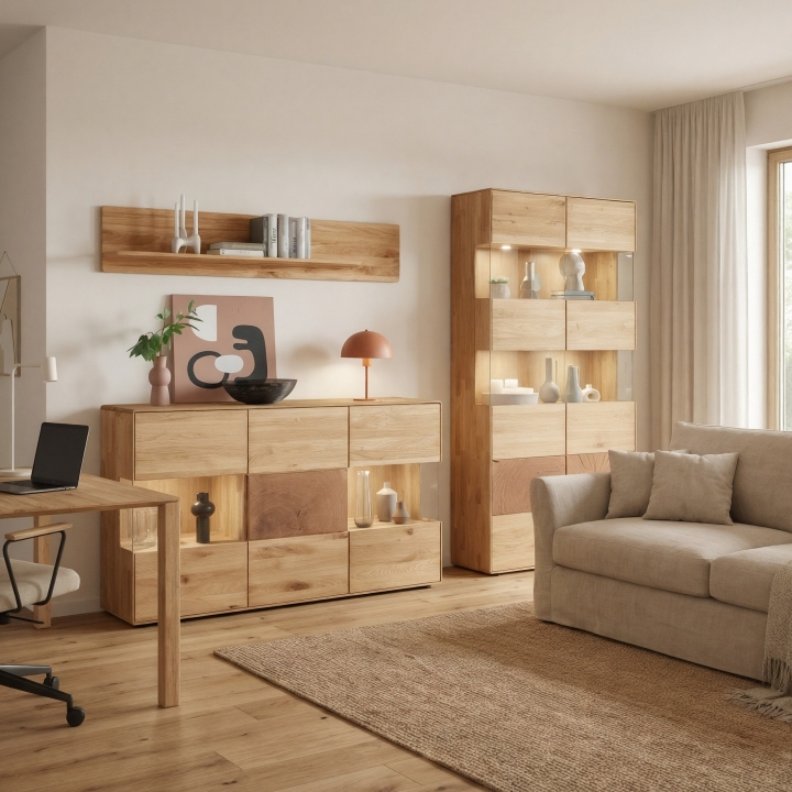 Półka wisząca  Essenza lity dziki dąb 125 cm