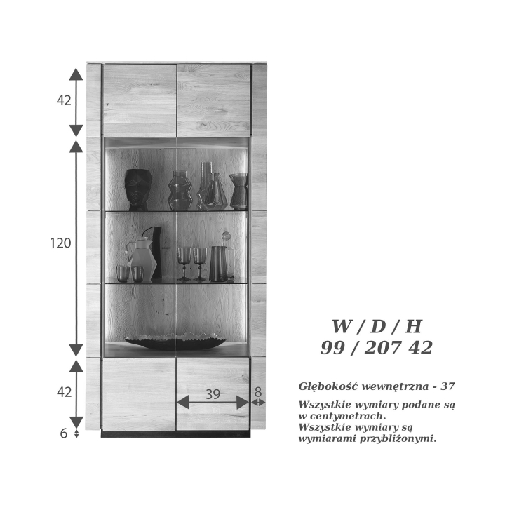 Witryna dębowa II Corazon