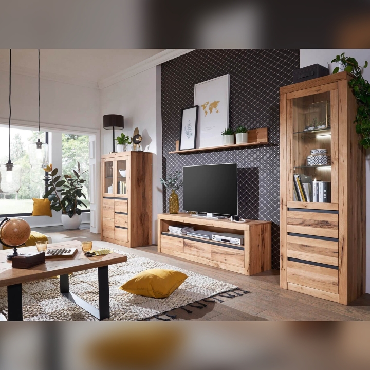 Półka wisząca dębowa Veloce dziki dąb 202 cm