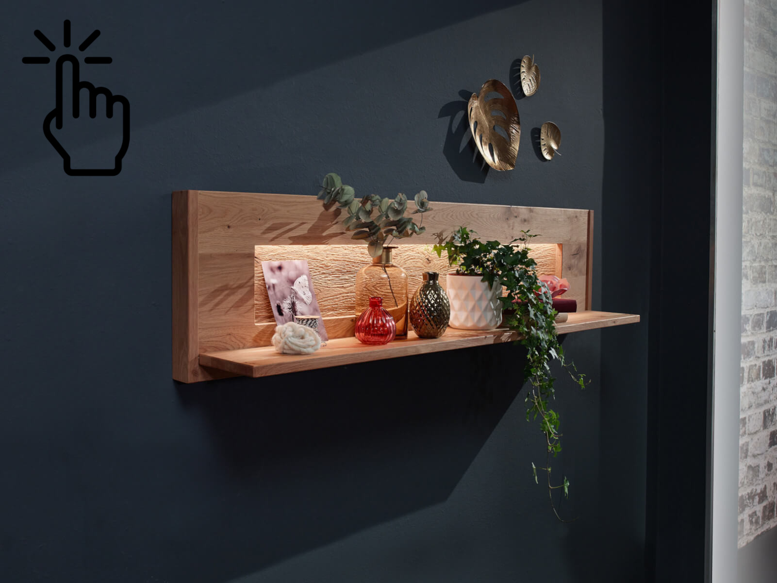 Półka wisząca z drewna