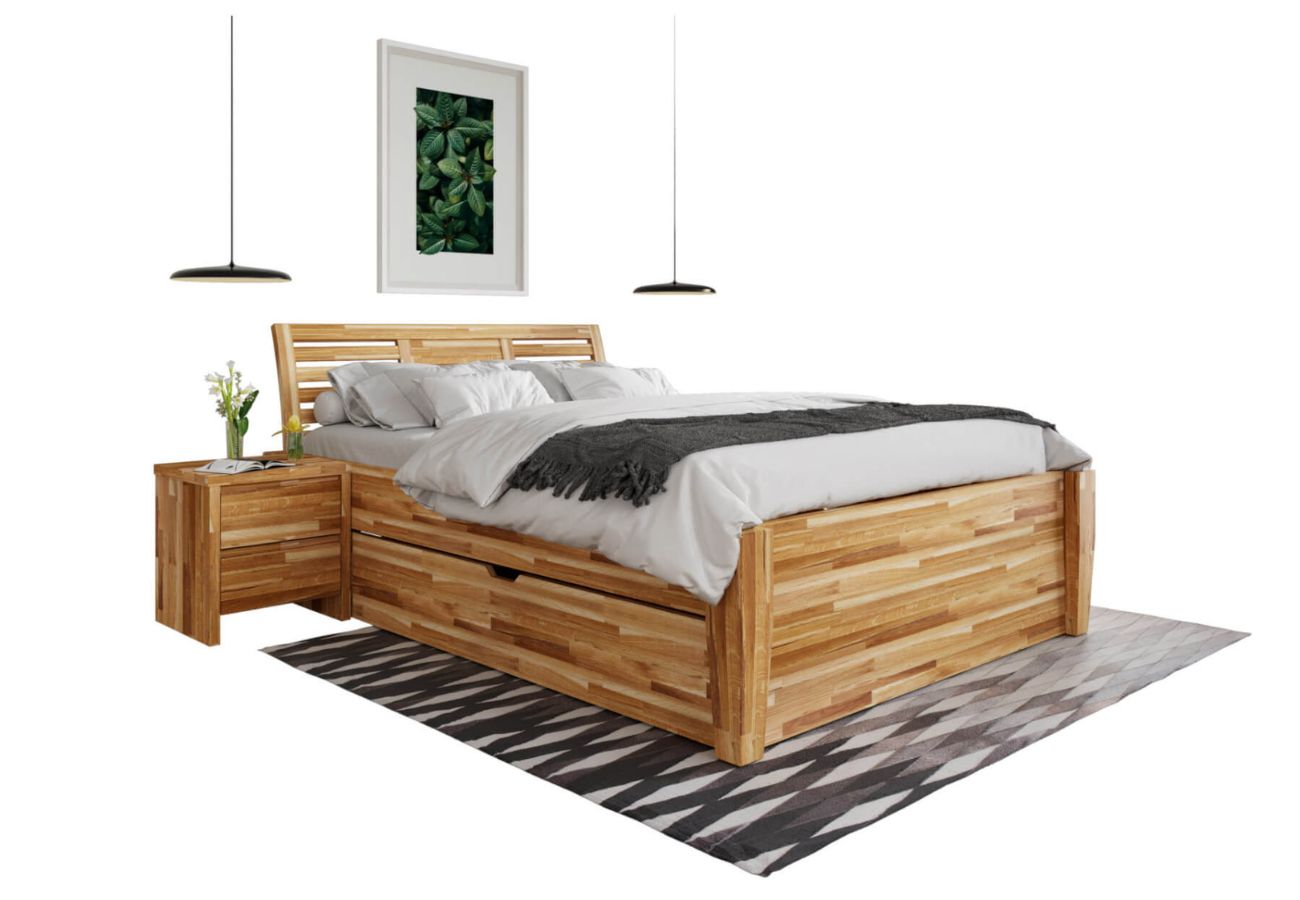 Łóżka drewniane z pojemnikiem
