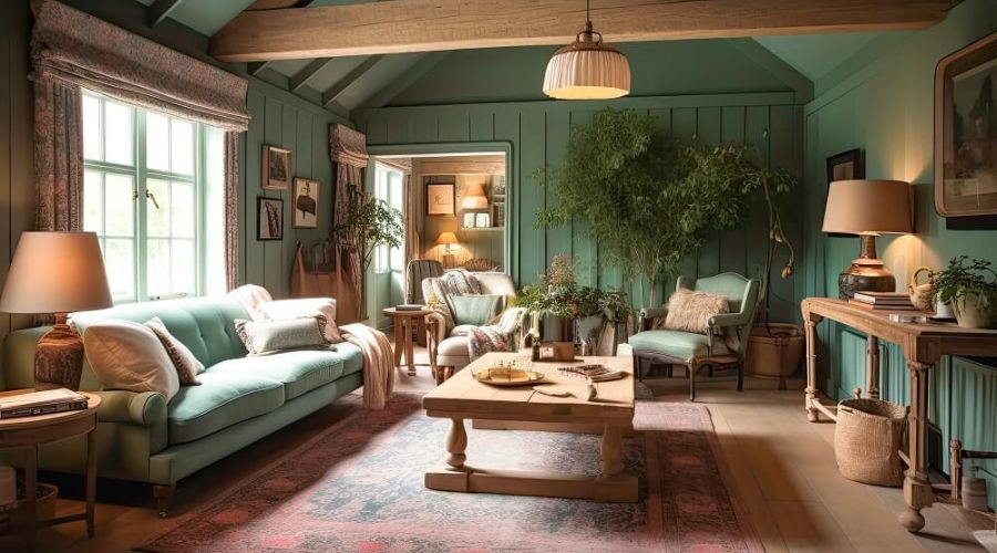 Salon w stylu rustykalnym